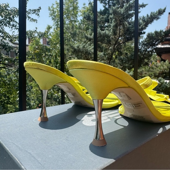 New Jeffrey Campbell Bow Bow Sandal Heels Pretty In Shoes Slip On Lime Green 7 - Picture 8 of 15